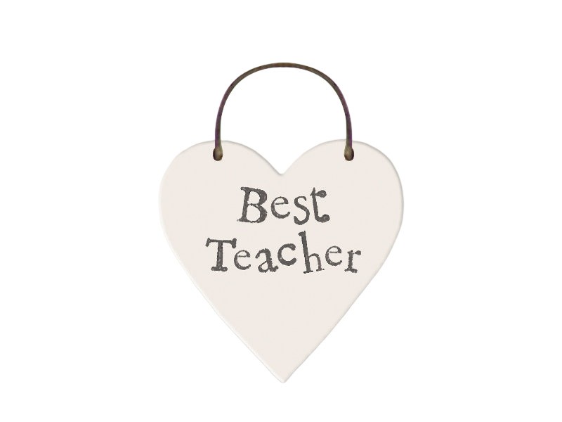 Best Teacher Hanging Wooden Heart