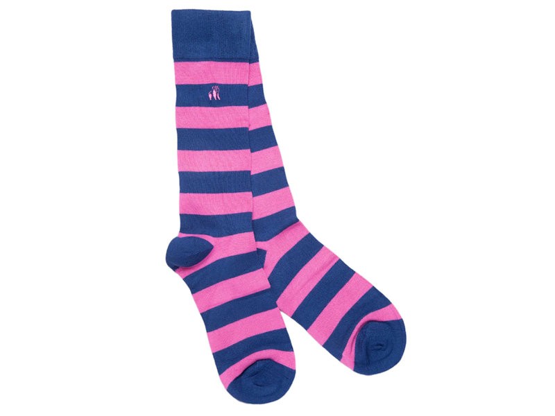 Pink & Blue Striped Bamboo Socks 4-7
