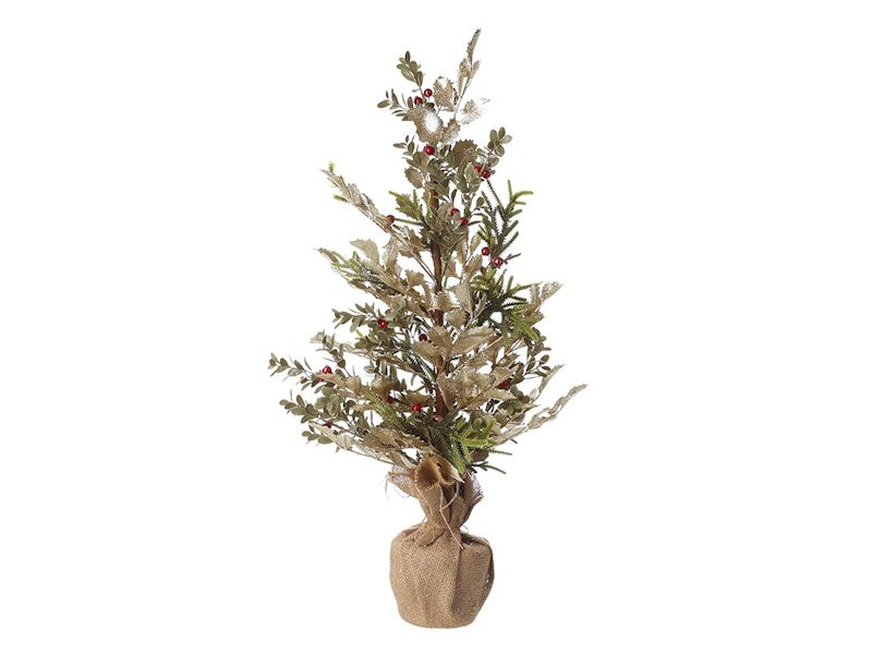 Rustic Red Berry Tree with Hessian Base
