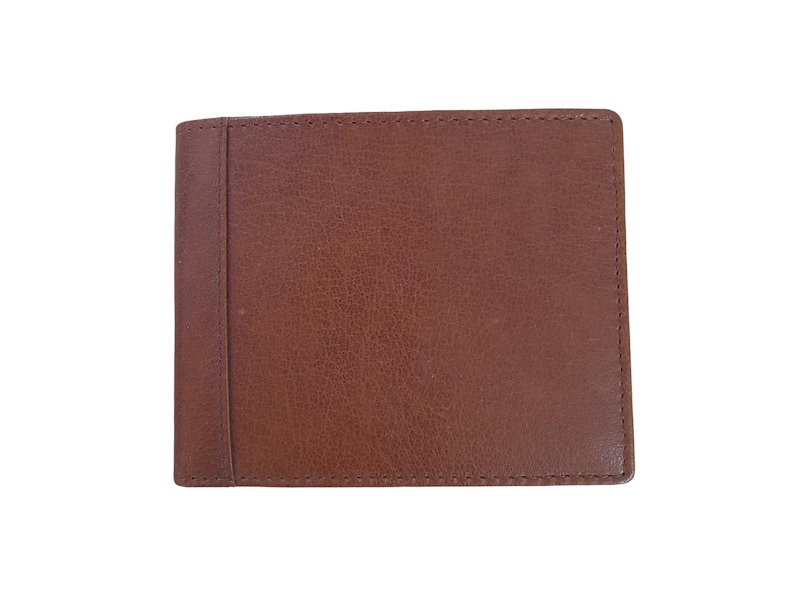 Tan Brown Leather Bi-Fold Wallet with Gift Box