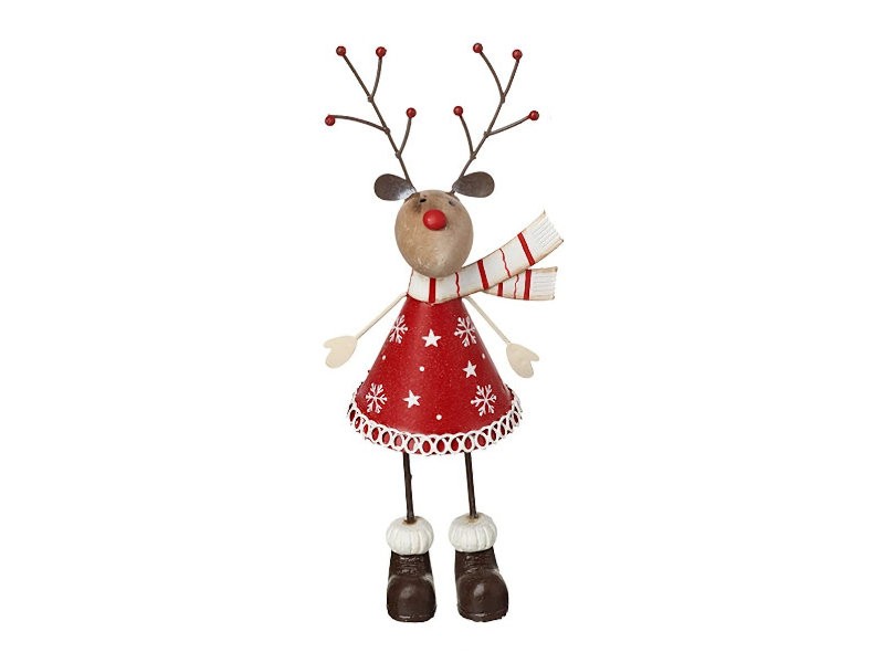 Red Metal Reindeer with Scarf