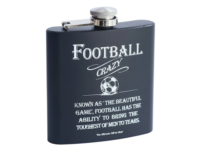 Football Crazy Black Hip Flask