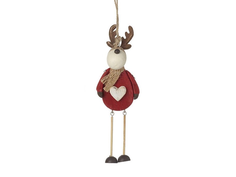 Wooden Moose with Heart Hanging Decoration