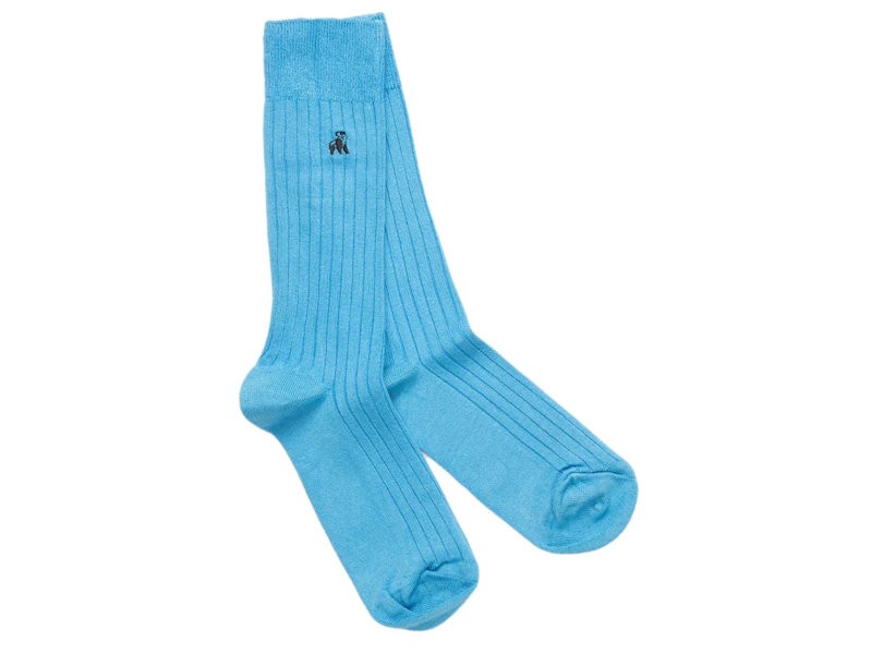 Sky Blue Ribbed Bamboo Socks 7–11