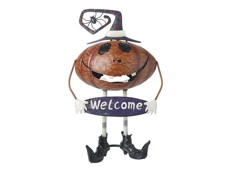 Metal Pumpkin ‘Welcome’ Halloween Figure