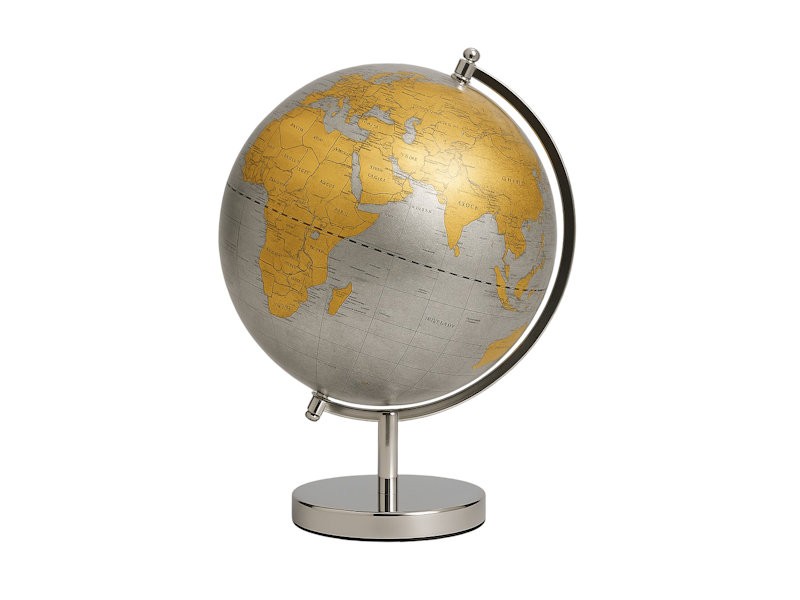 Gold & Silver Desktop Globe With Stand