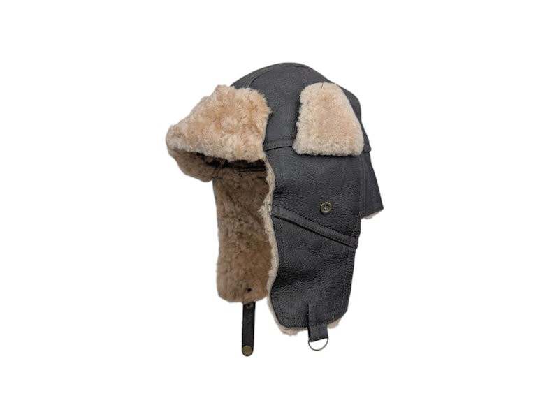 Dark Brown Sheepskin Aviator Hat