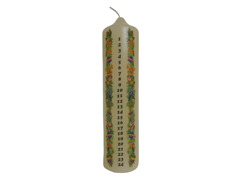 Decorative Advent Candle with Glass Plate