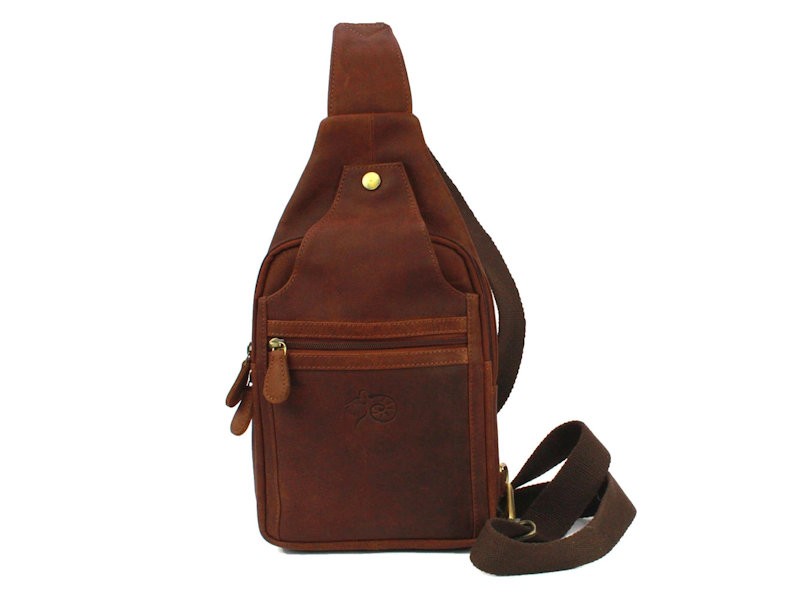 Brown Leather Cross Body Sling Bag