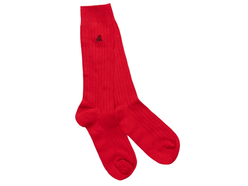 Classic Red Ribbed Bamboo Socks 7-11