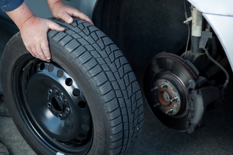 car tyre being fitted